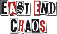 East End Chaos Logo Schriftzug Erpresser 2zeilig farbig Großbuchstaben