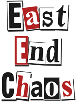 East End Chaos Logo Schriftzug Erpresser 3zeilig farbig